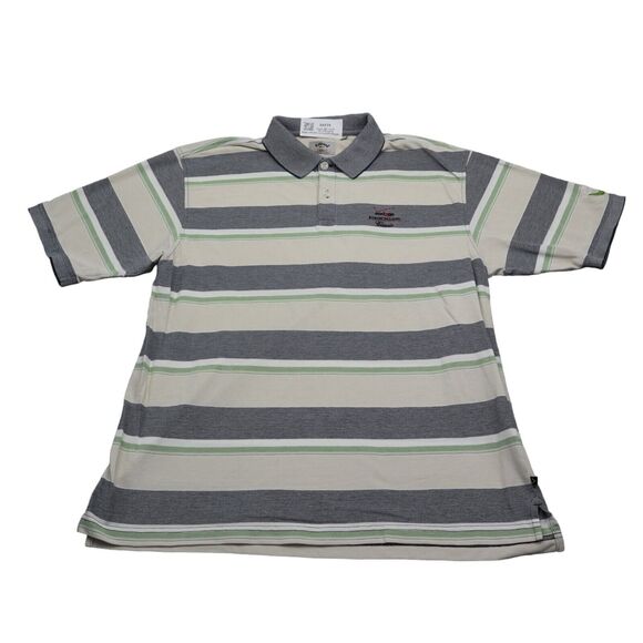 Callaway Shirt Mens L Gray Multicolor Striped Polo Sport Short Sleeve LOGO - Picture 1 of 16
